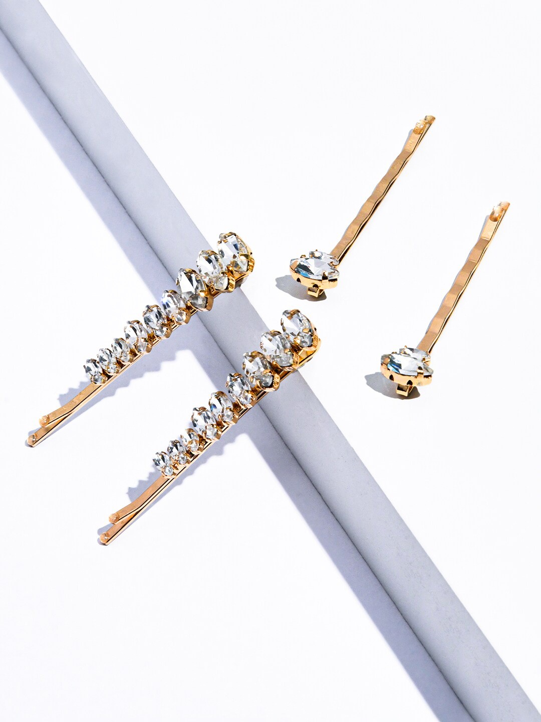 

Accessorize Women Pack of 4 Delicate Gem Slides Bobby Pins, Gold