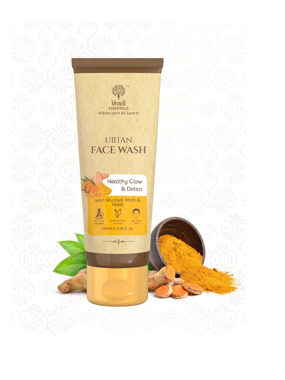 

KHADI ESSENTIALS Ubtan Face Wash with Multani Mitti & Haldi - 100ml, Brown