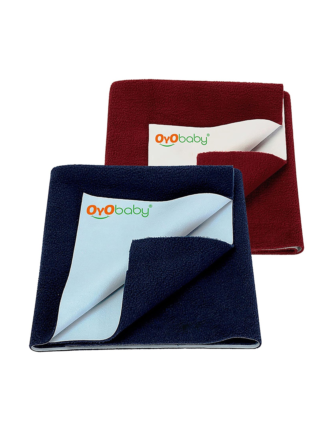 

OyO Baby Kids Blue & Maroon Set Of 2 Cotton Baby Bed Protector