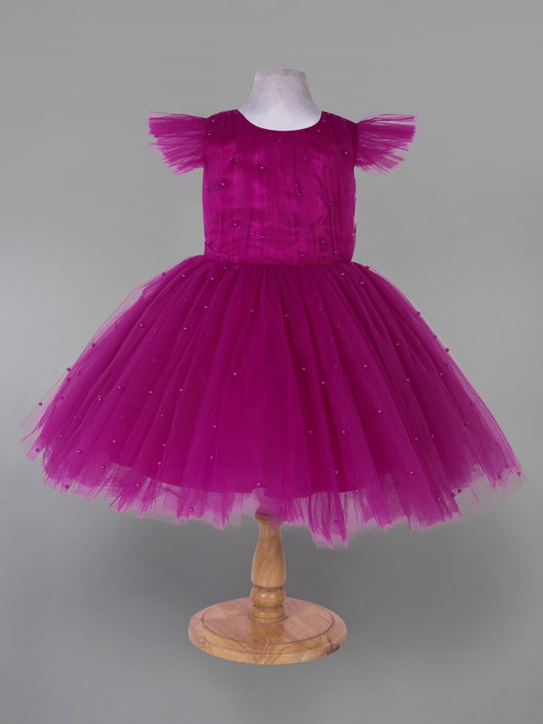 

The Magic Wand Girls Self Design Fit and Flare Dress, Magenta