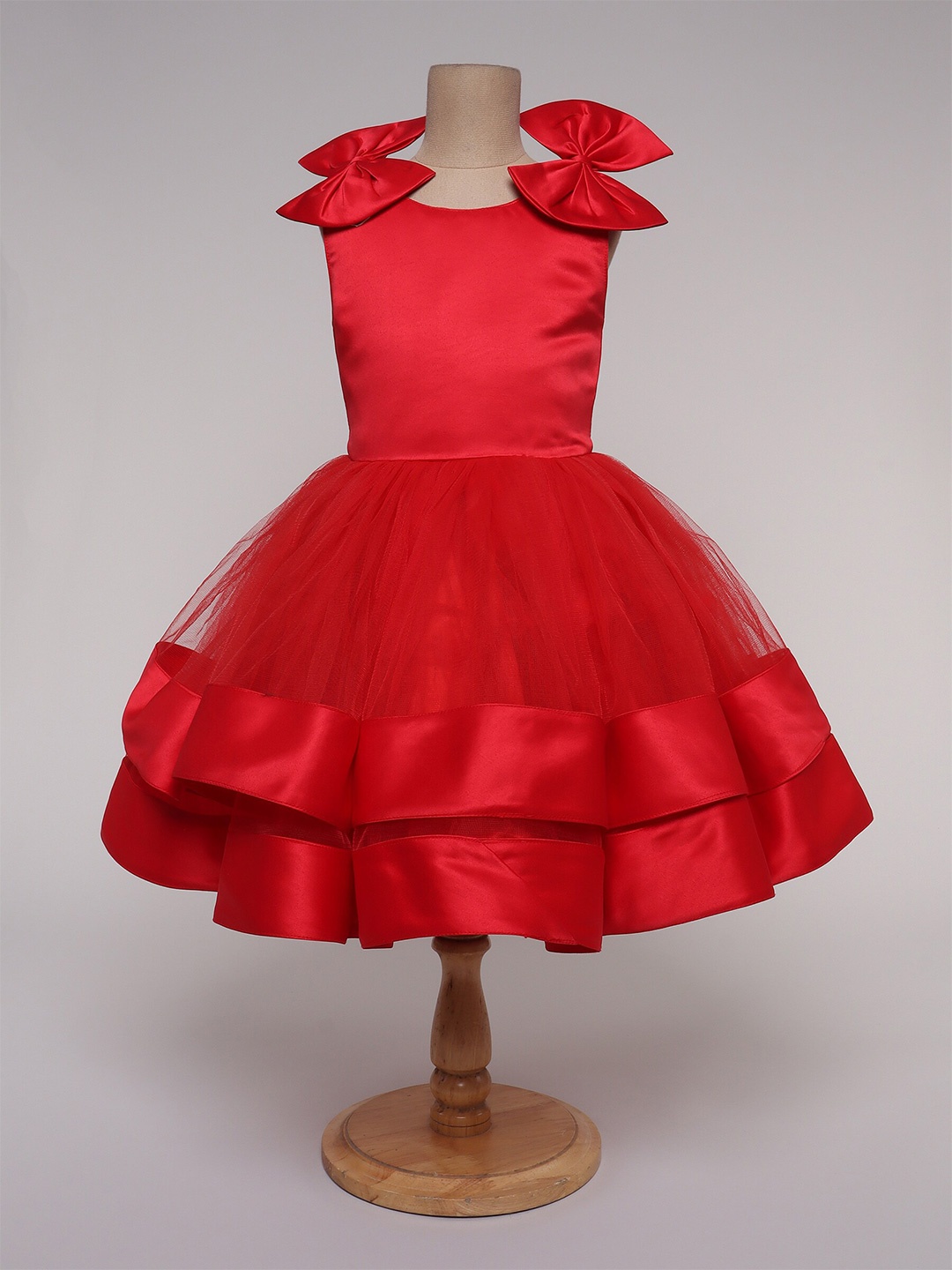 

The Magic Wand Girls Satin Fit and Flare Midi Dress, Red