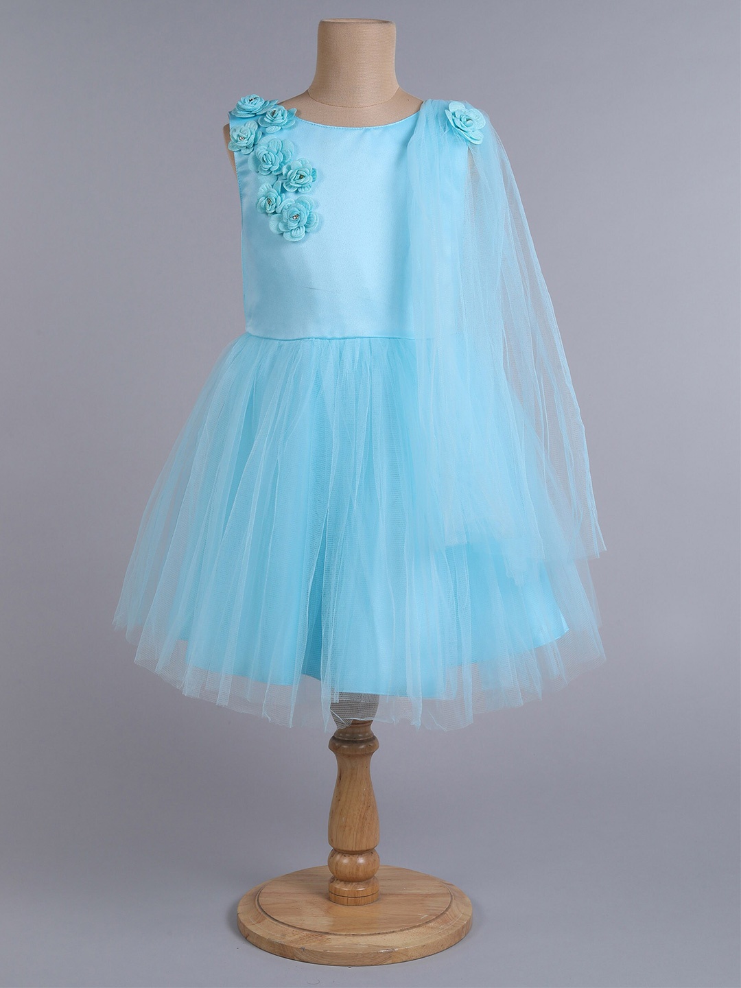 

The Magic Wand Girls Boat Neck Fit and Flare Dress, Turquoise blue