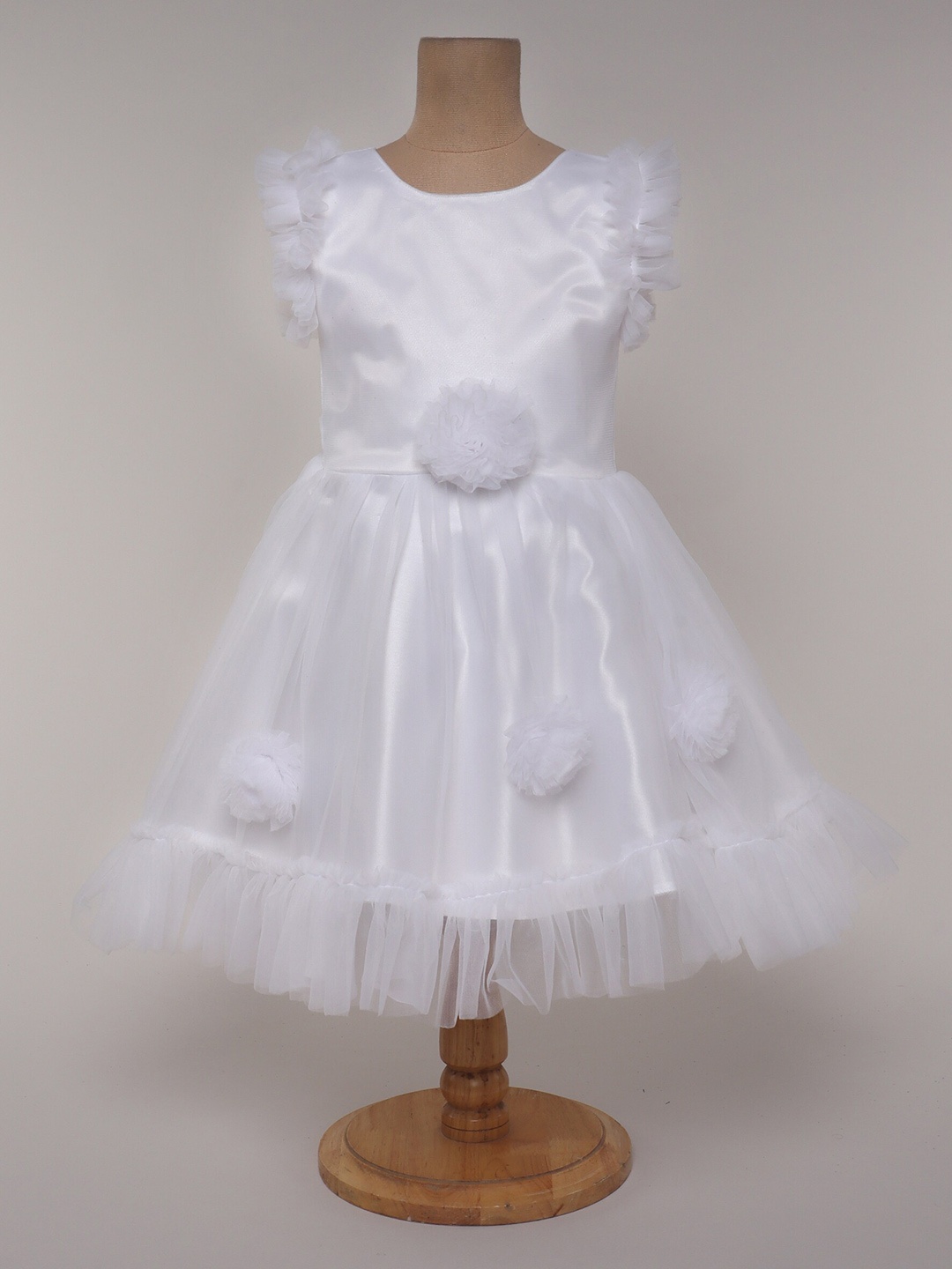 

The Magic Wand Girls Sleeveless Ruffles Dress, White