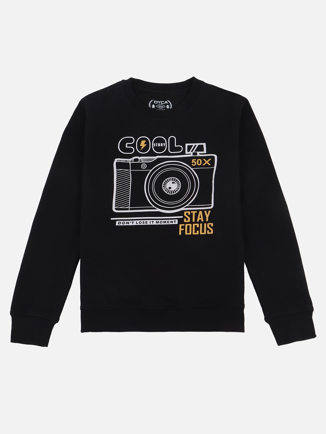 

DYCA Boys Printed Cotton Sweatshirt, Black