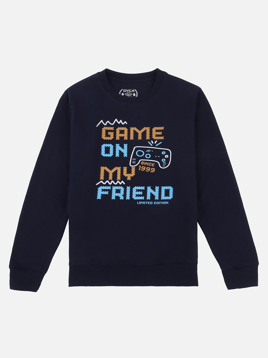 

DYCA Boys Printed Cotton Sweatshirt, Navy blue