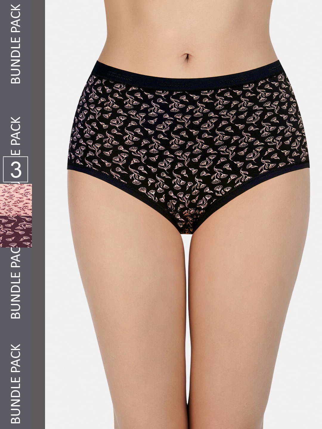 

Amante Women Pack Of 3 Printed High-Rise High Waist Basic Briefs-PPK53101, Maroon
