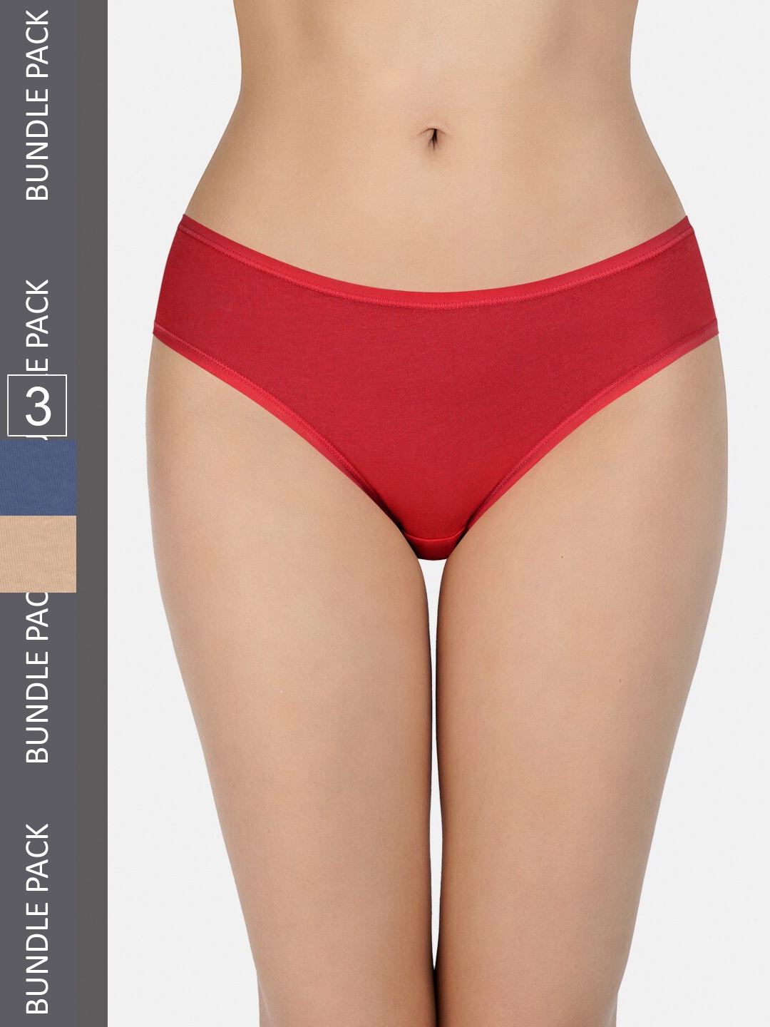 

Amante Women Solid Pack of 3 Low Rise Bikini Briefs PPK33002, Red