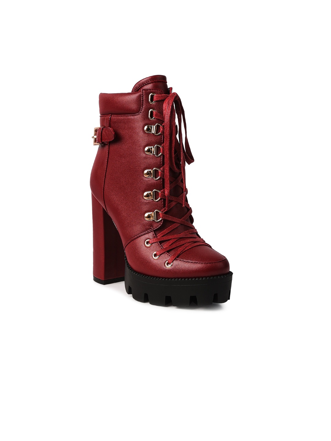 

London Rag Women Block Heeled Winter Boots, Burgundy