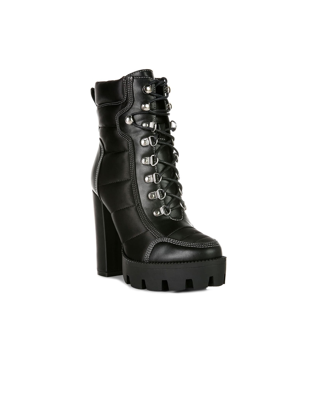 

London Rag Women Quilted Biker Boots, Black