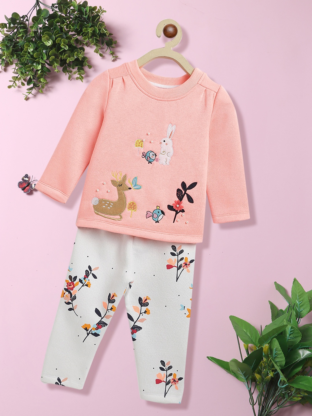 

Nauti Nati Girls Top with Trouser Set, Peach