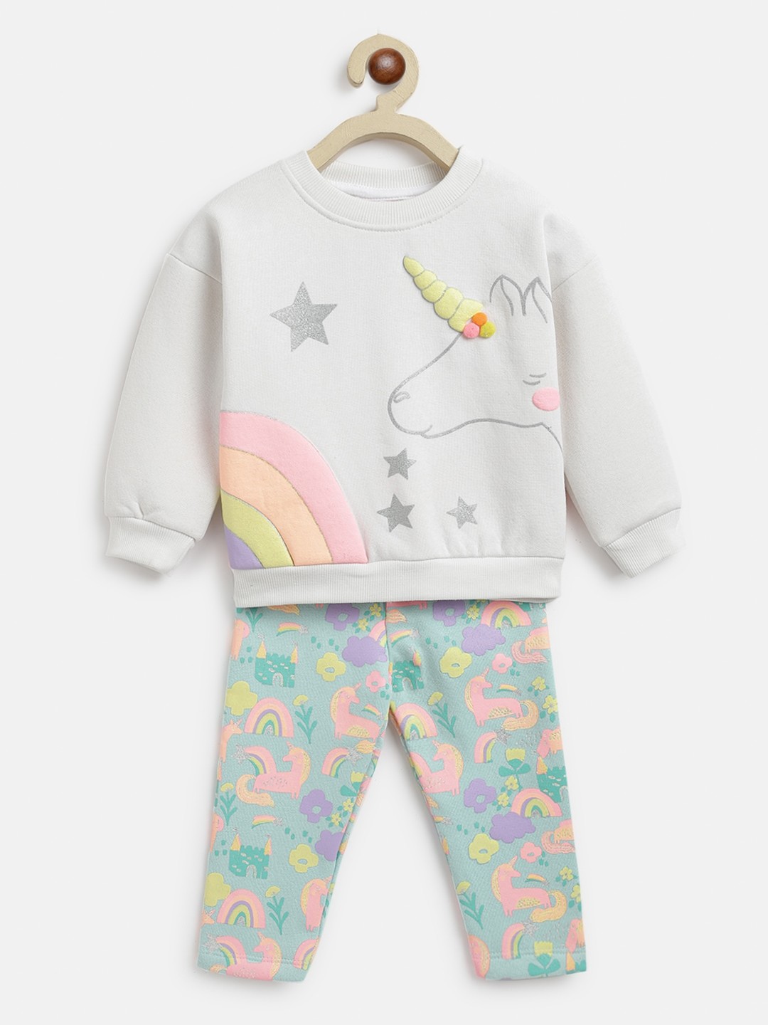 

Nauti Nati Girls Printed Top with Pyjama Set, White