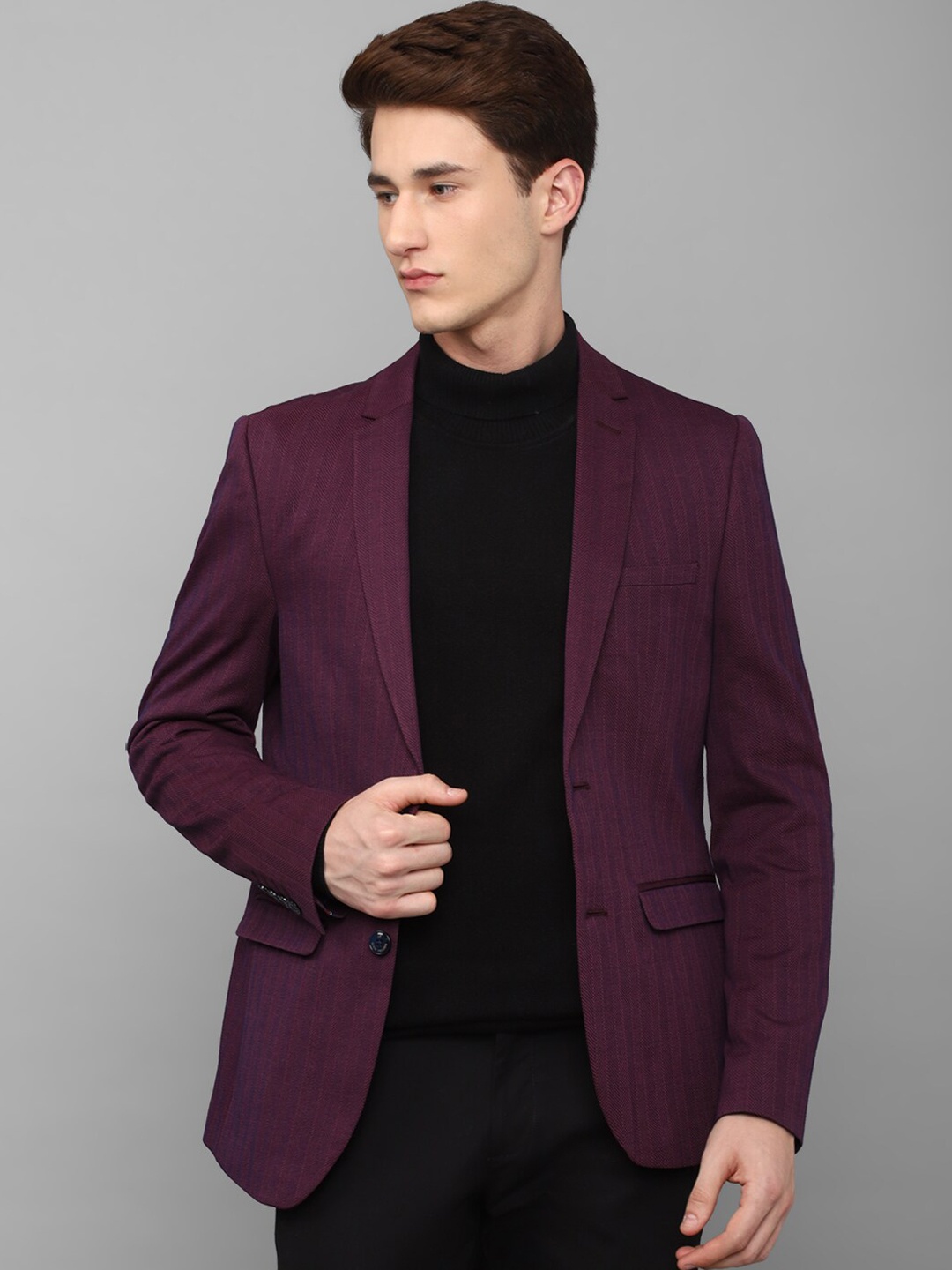 

Louis Philippe Sport Men Striped Single-Breasted Blazer, Maroon