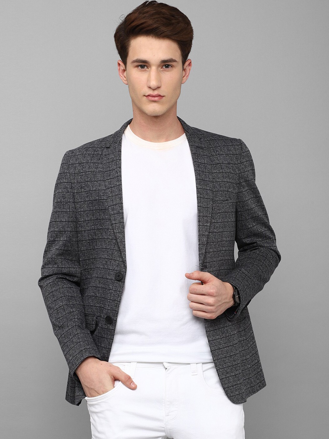 

Louis Philippe Sport Men Checked Slim-fit Single-breatsed Blazer, Grey