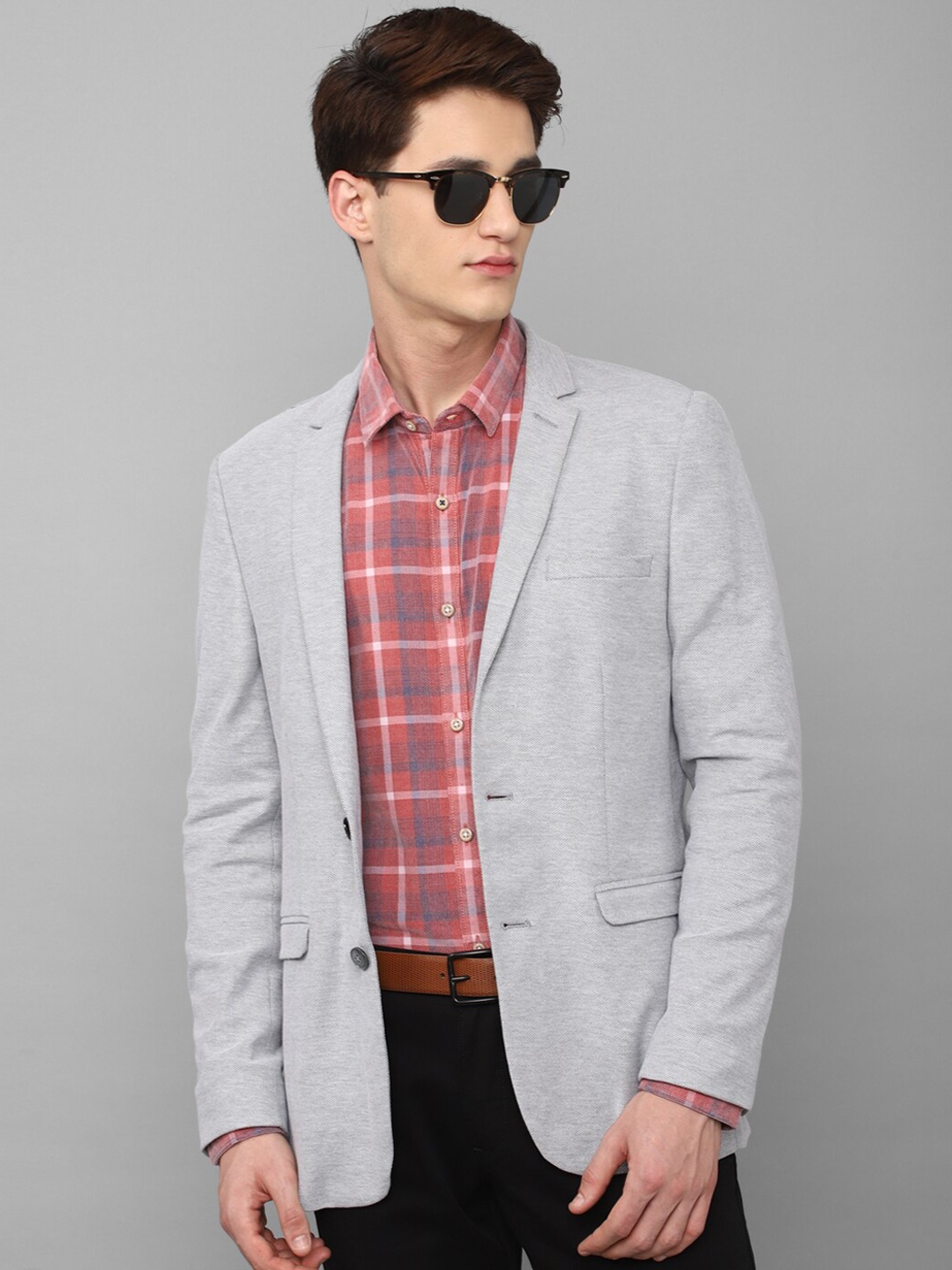 

Louis Philippe Sport Men Self-Design Pure Cotton Single-Breasted Blazer, Grey