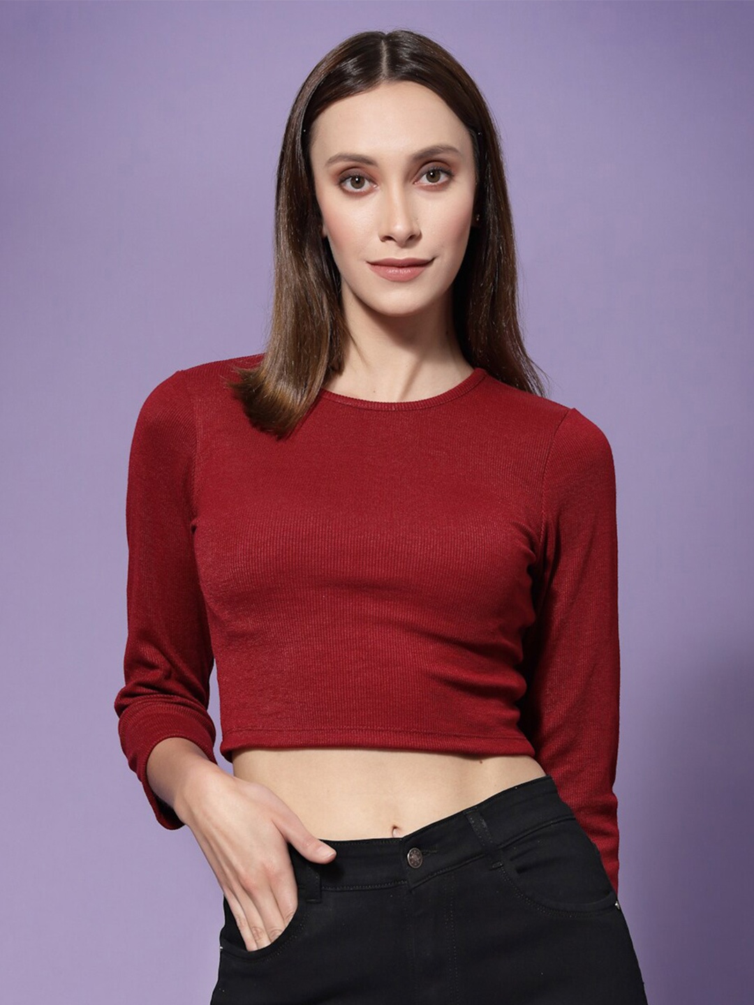 

KASSUALLY Styled Back Crop Top, Maroon