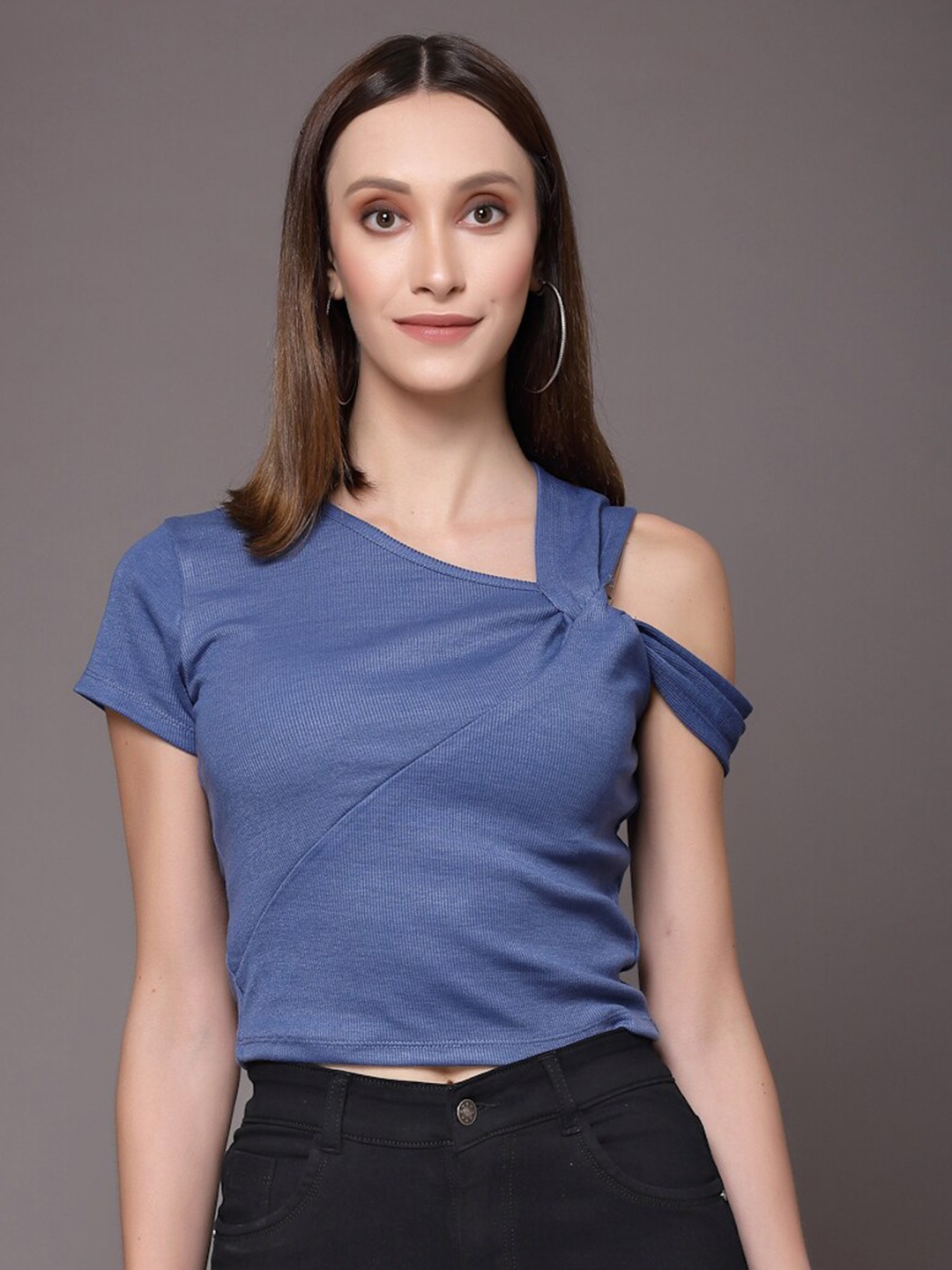 

KASSUALLY One Shoulder Twisted Top, Blue