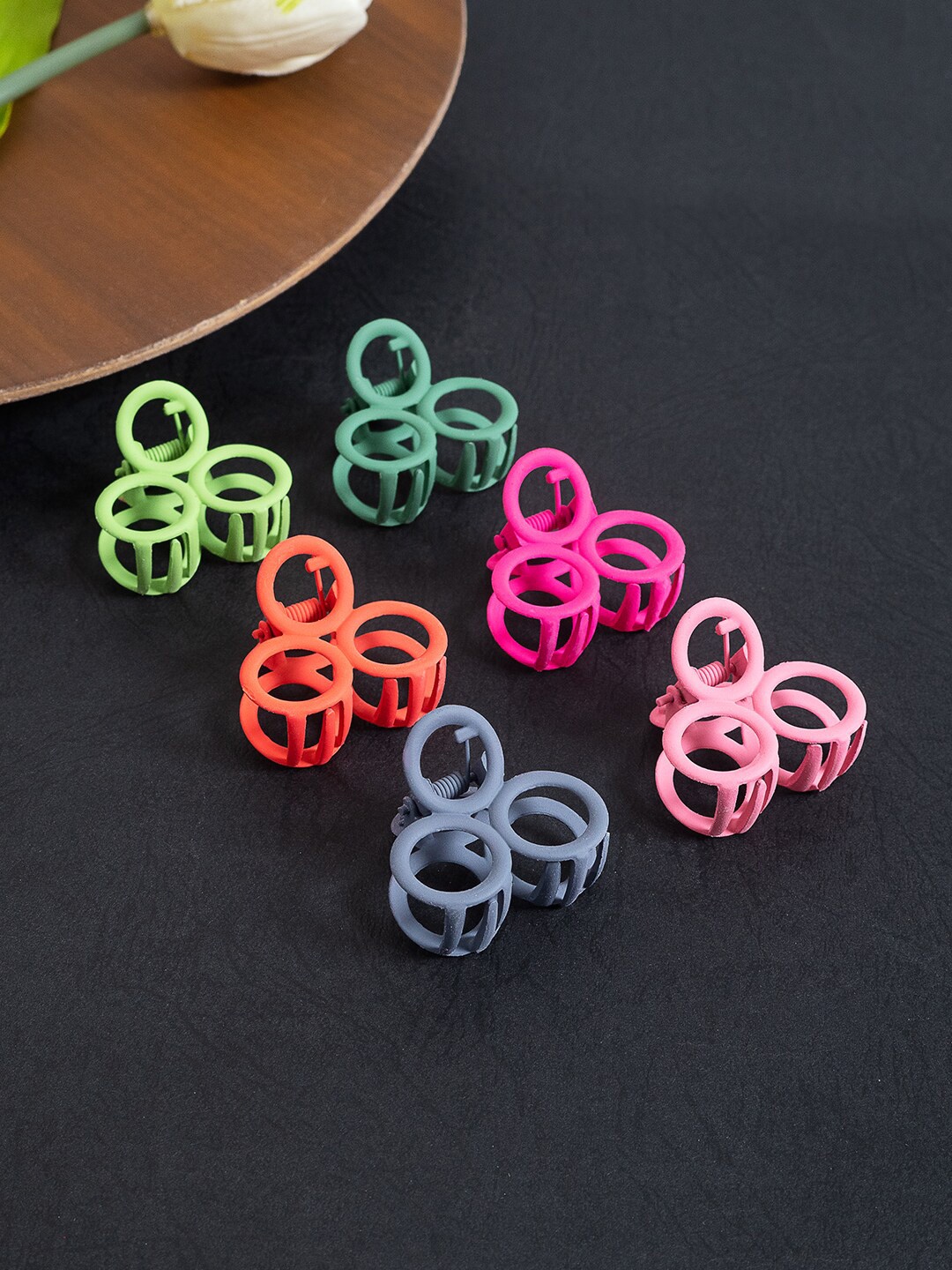 

Golden Peacock Women Set of 6 Metal Claw Clip, Pink