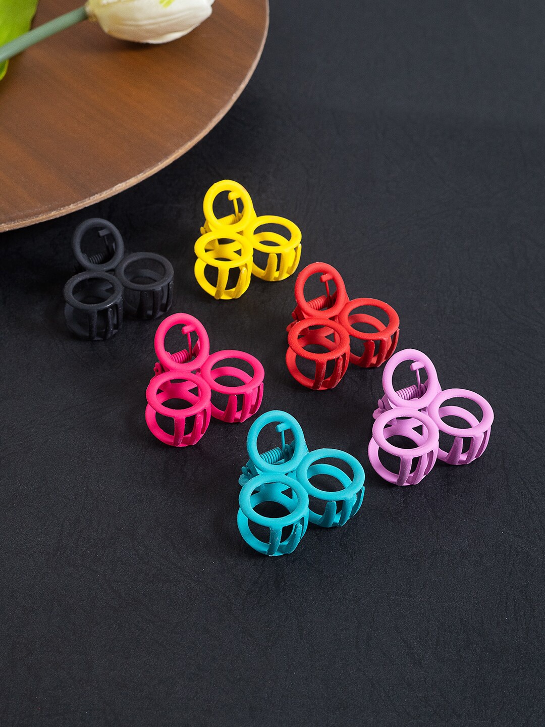 

Golden Peacock Women Set of 6 Metal Claw Clip, Pink