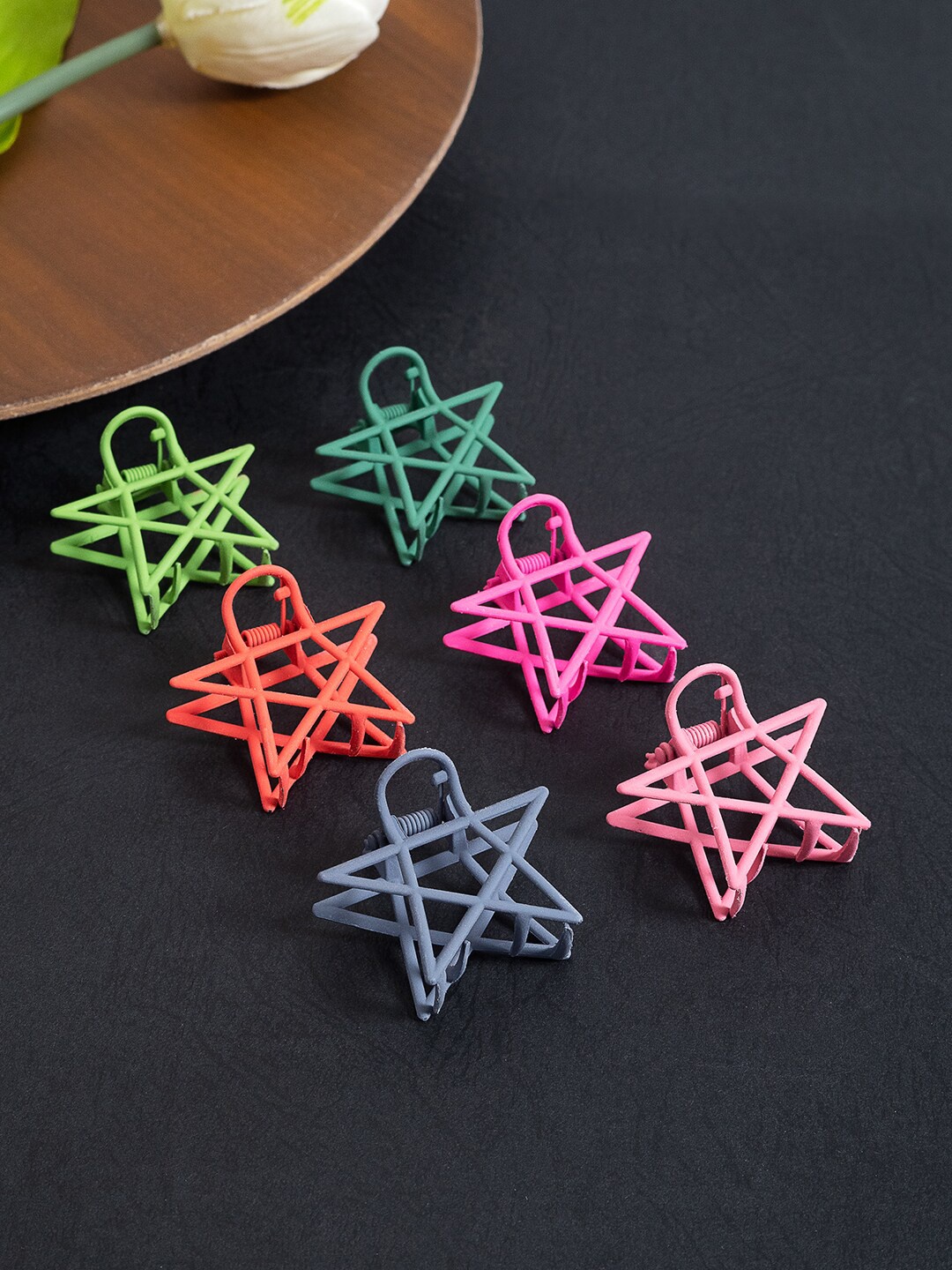 

Golden Peacock Women Set of 6 Metal Claw Clip, Pink
