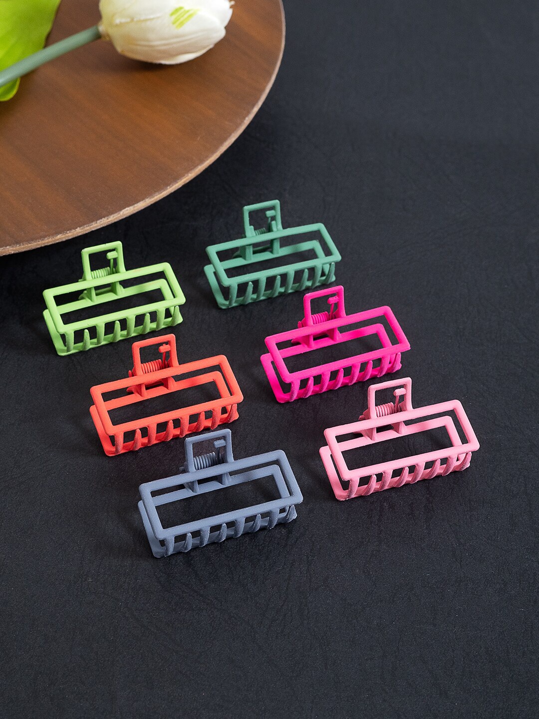 

Golden Peacock Women Set of 6 Metal Claw Clip, Pink