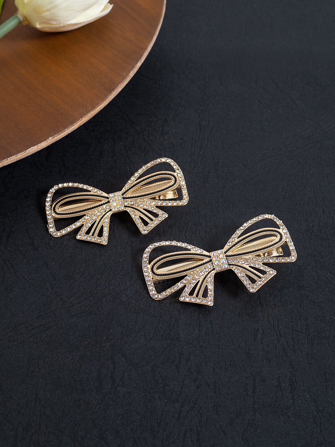 

Golden Peacock Women Set of 2 Embellished Alligator Hair Clip, Gold