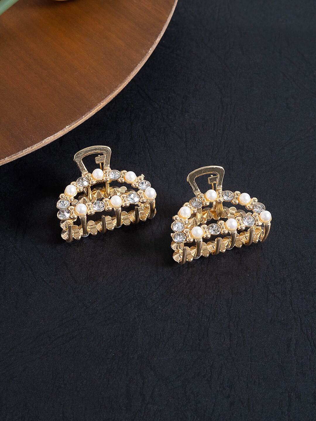 

Golden Peacock Women Set of 2 Embellished Claw Clip, Gold