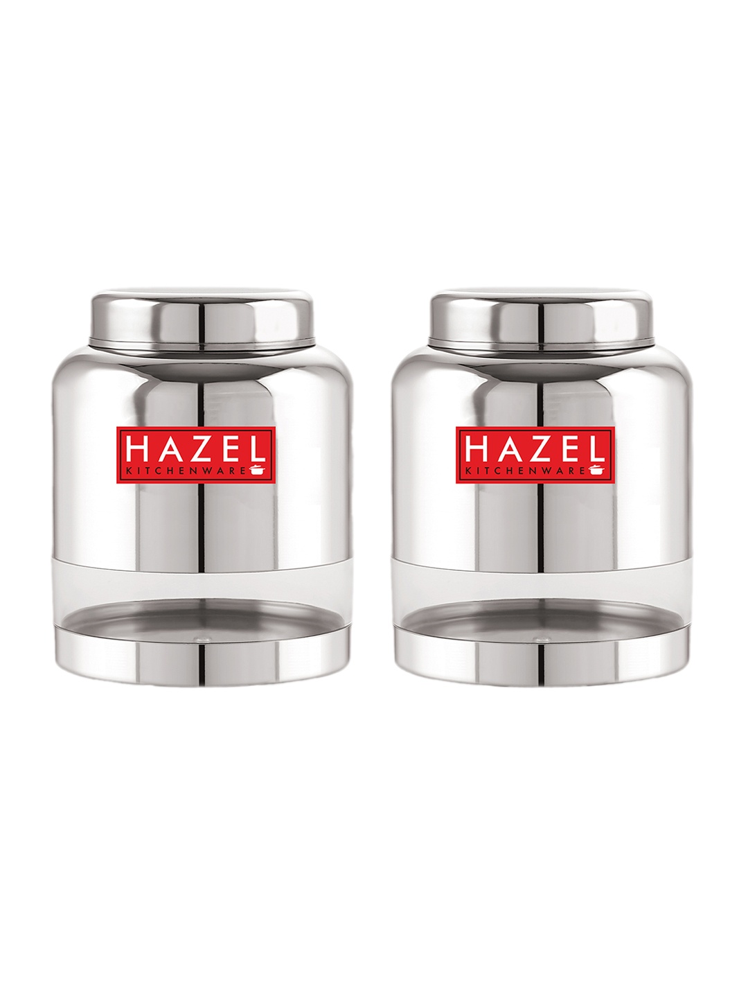 

HAZEL Set Of 2 Stainless Steel Airtight Kitchen Storage Jars 2 ltrs Each, Silver