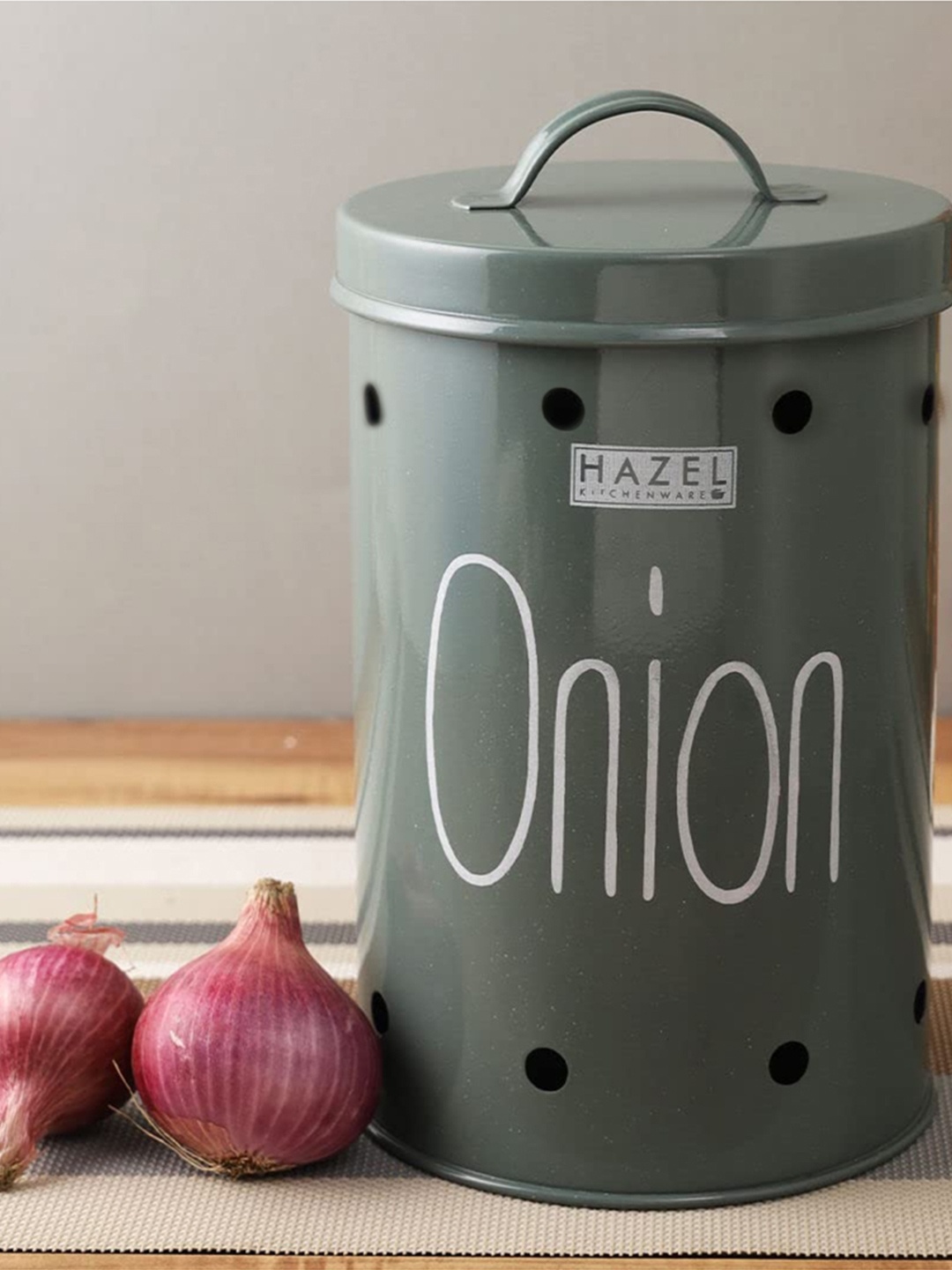 

HAZEL Olive Green Onion Kitchen Storage Container With Lid