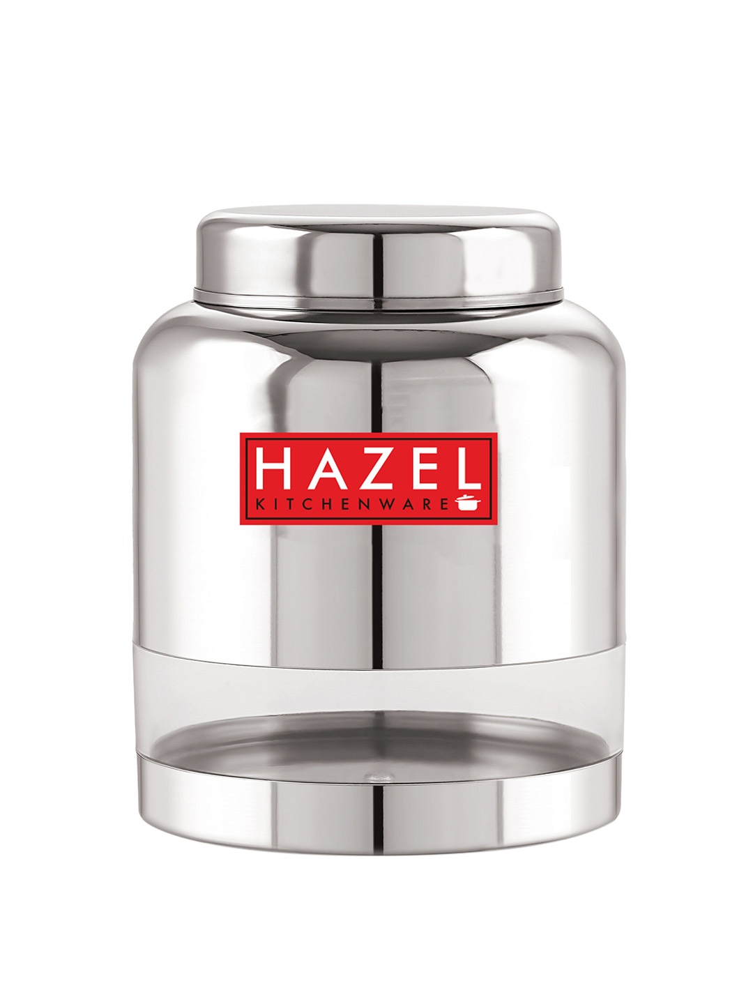 

HAZEL Stainless Steel Transparent Glossy Finish Airtight See Through Jar 2 L Each, Silver