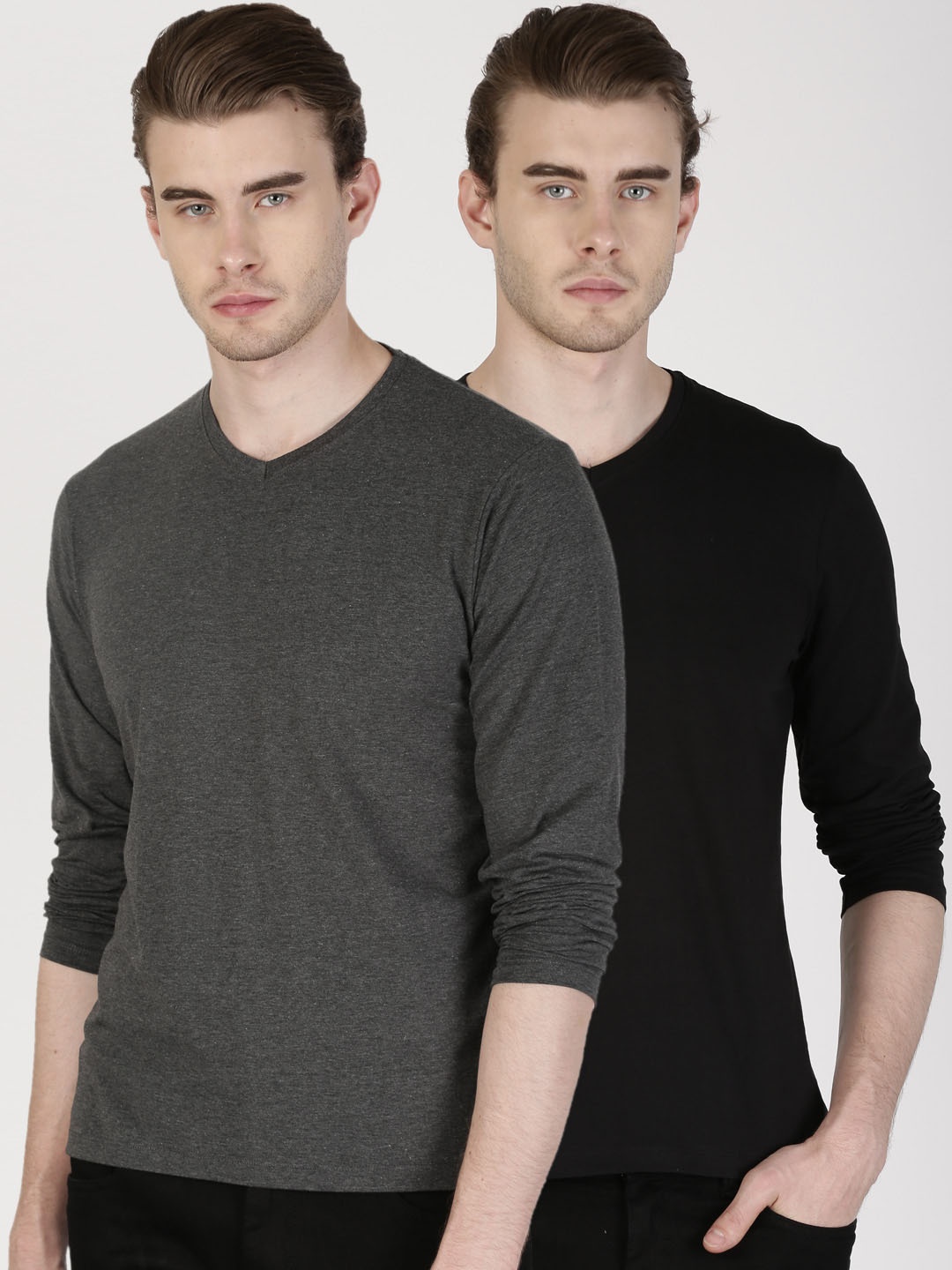

ether Pack of 2 V-Neck T-shirts, Black