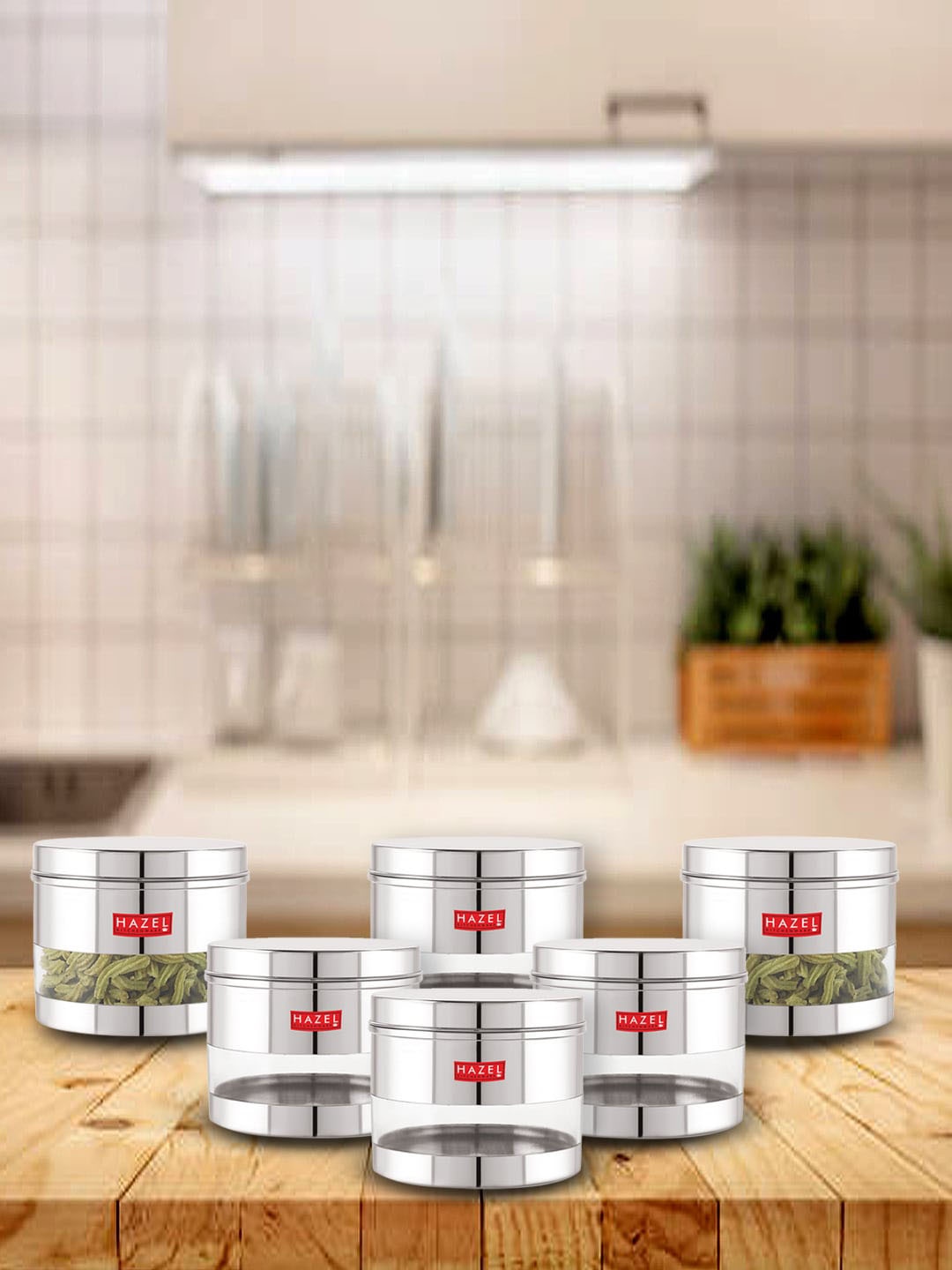 

HAZEL Set Of 6 Stainless Steel See Through Food Container 1.1L Each, Silver