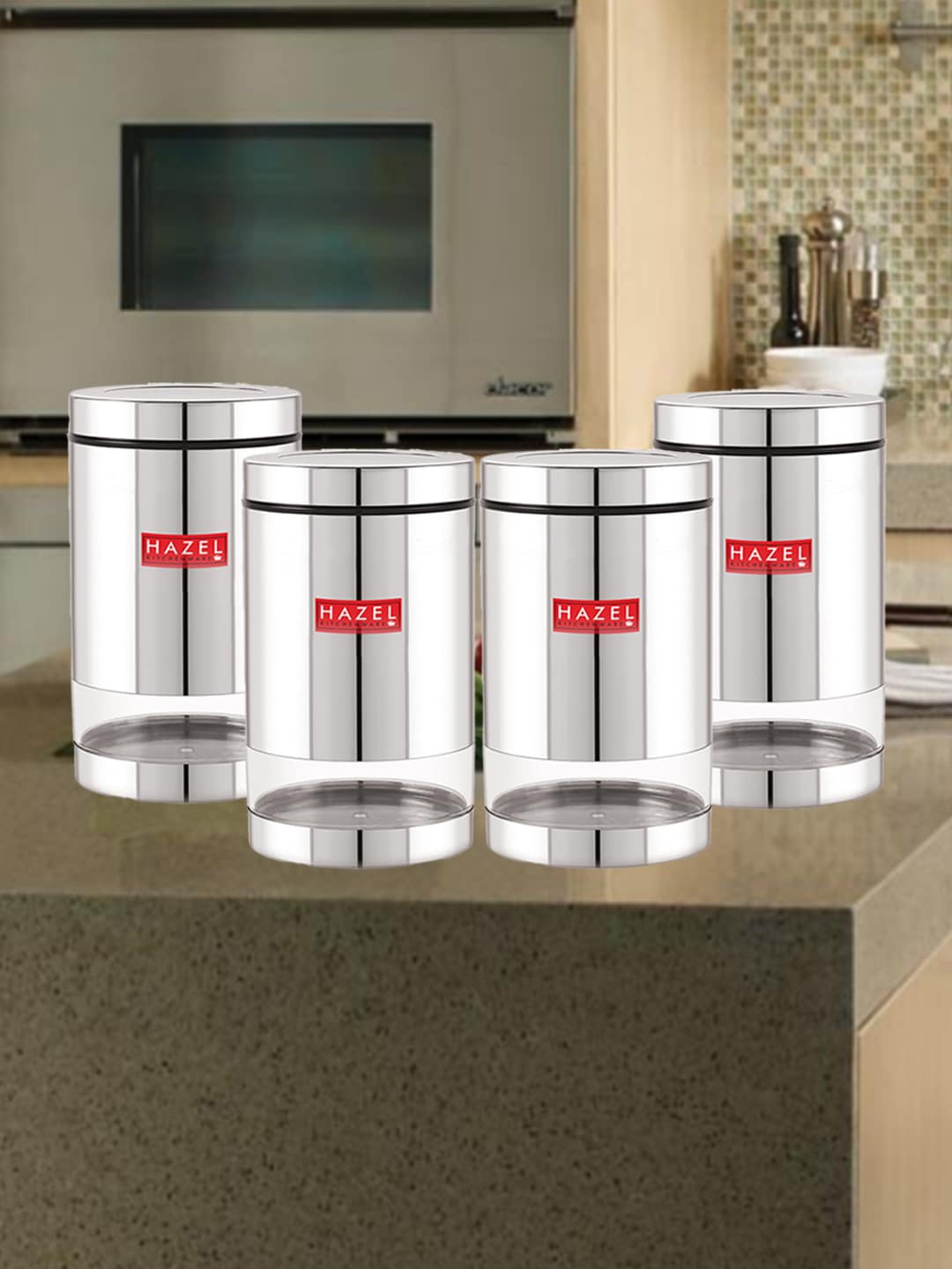 

HAZEL Set Of 4 Stainless Steel Food Container 1.3 L Each, Silver