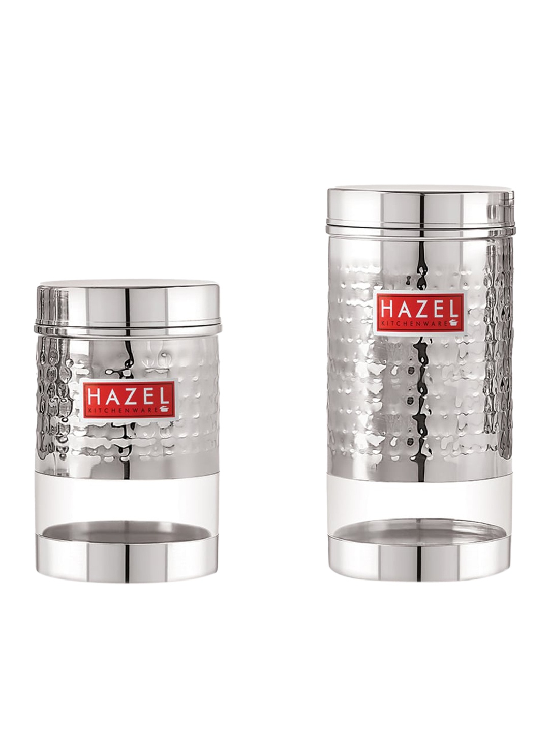 

HAZEL Set Of 2 Stainless Steel Storage Jars, Silver