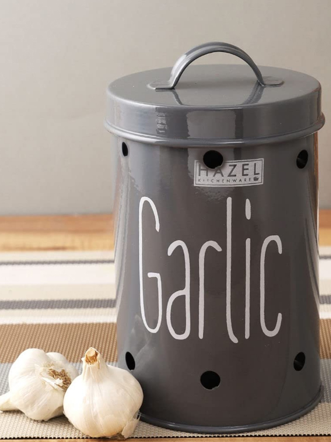 

HAZEL Grey Garlic Metal Food Grade Kitchen Storage