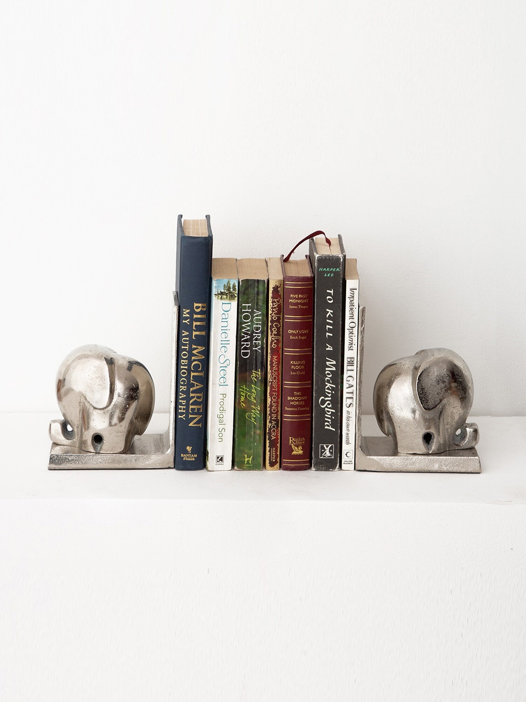 

CASA DECOR Silver-Toned Brutus Gust Aluminum Elephant Bookends