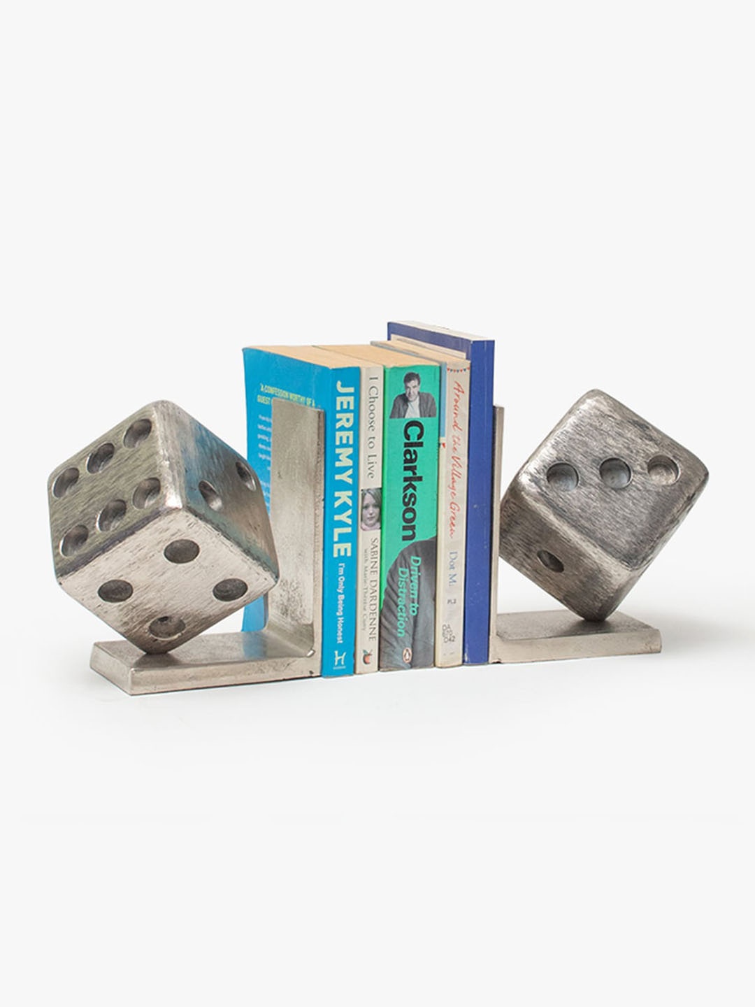 

CASA DECOR Metal Dice Bookends Showpieces, Silver