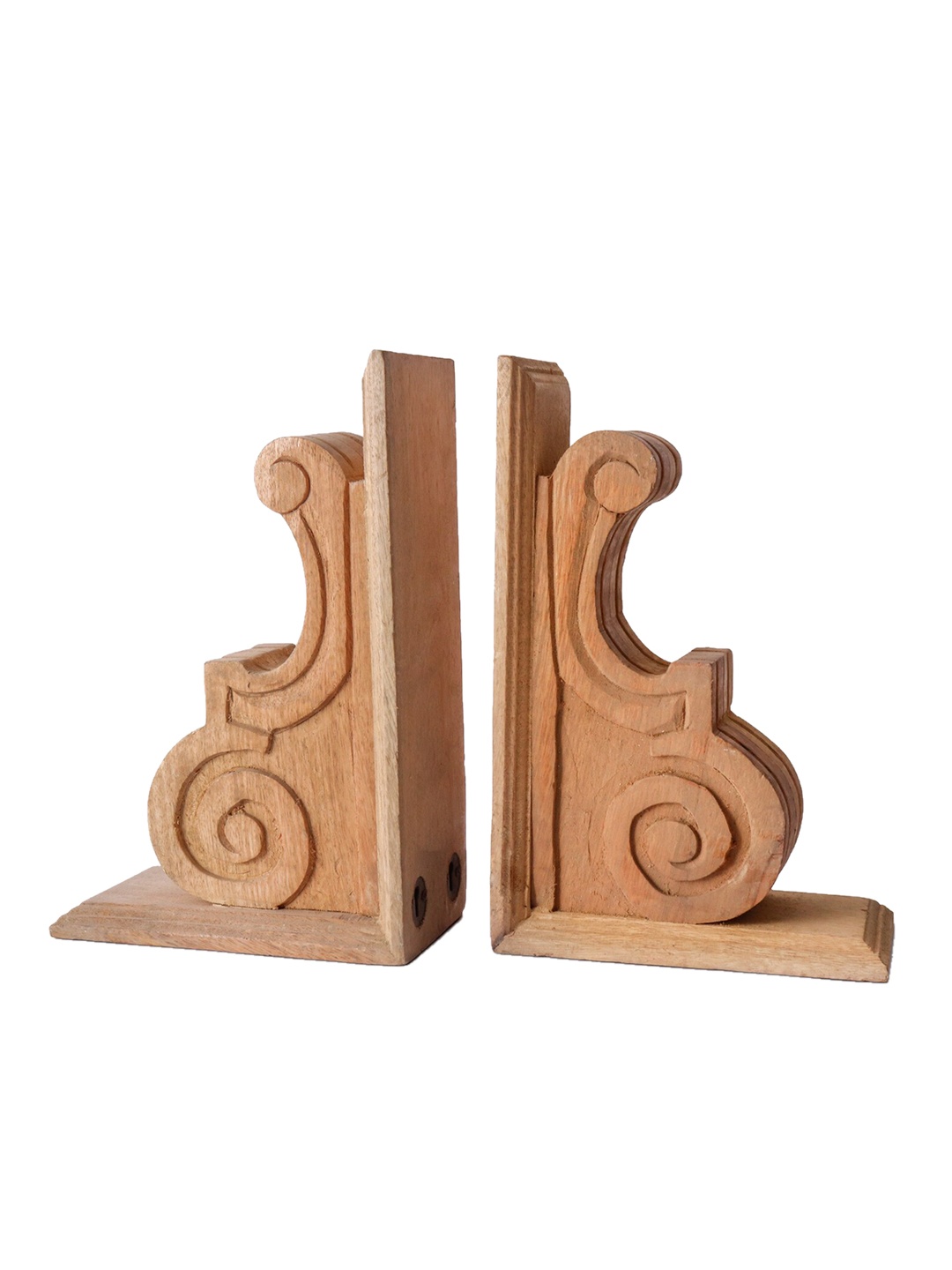CASA DECOR Set Of 2 Sylvano Corbel Wood Bookends, Brown