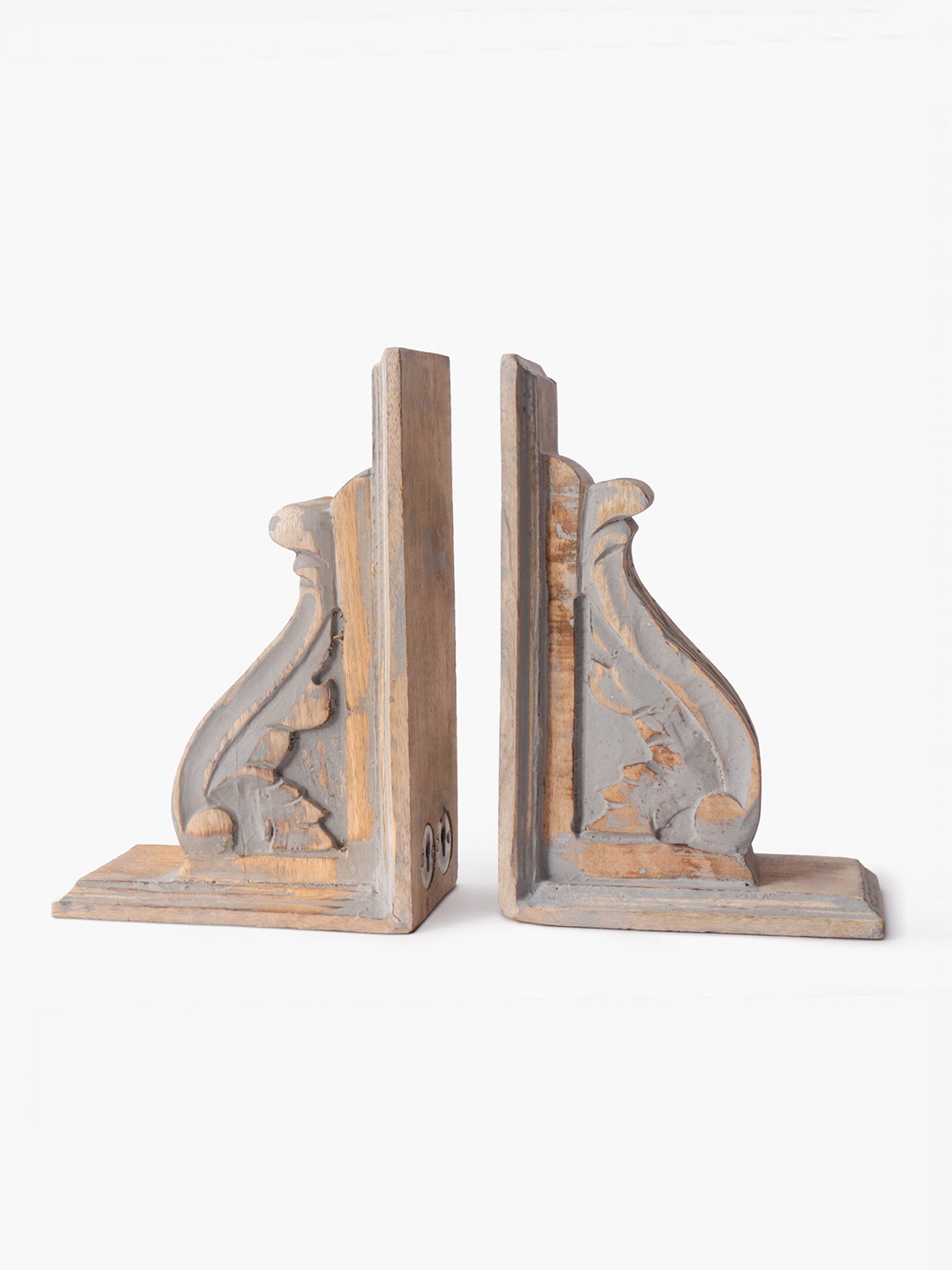 

CASA DECOR Set Of 2 Rustique Corbels Wood Bookends, Brown