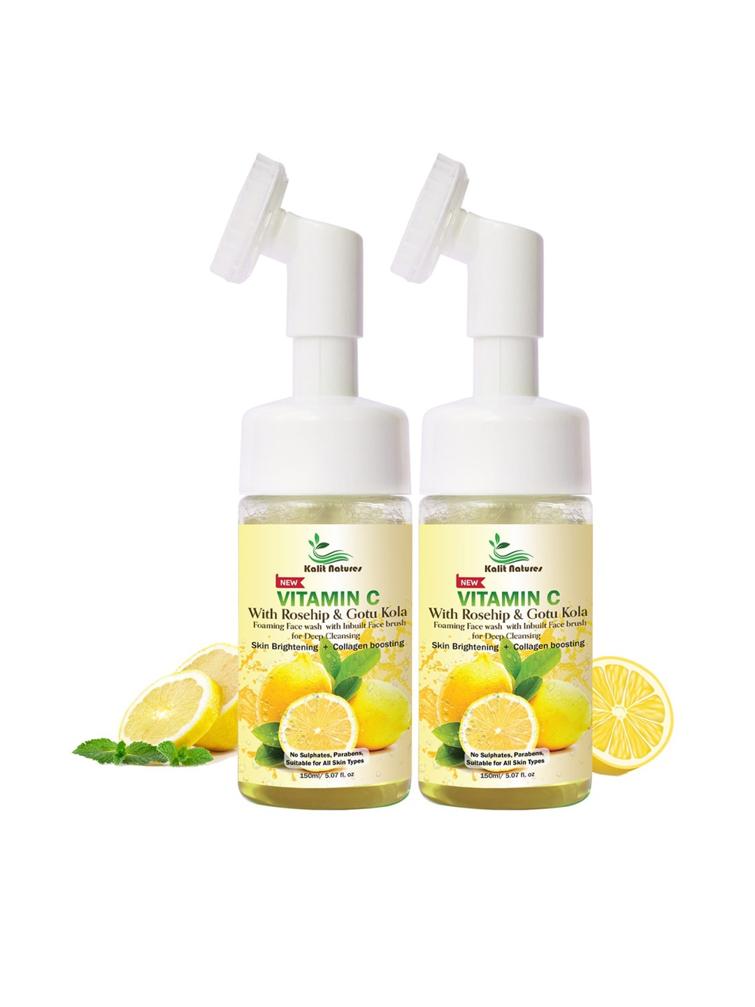 

Kalit Natures Set Of 2 Vitamin C Foaming Face Wash 150ml Each, Yellow