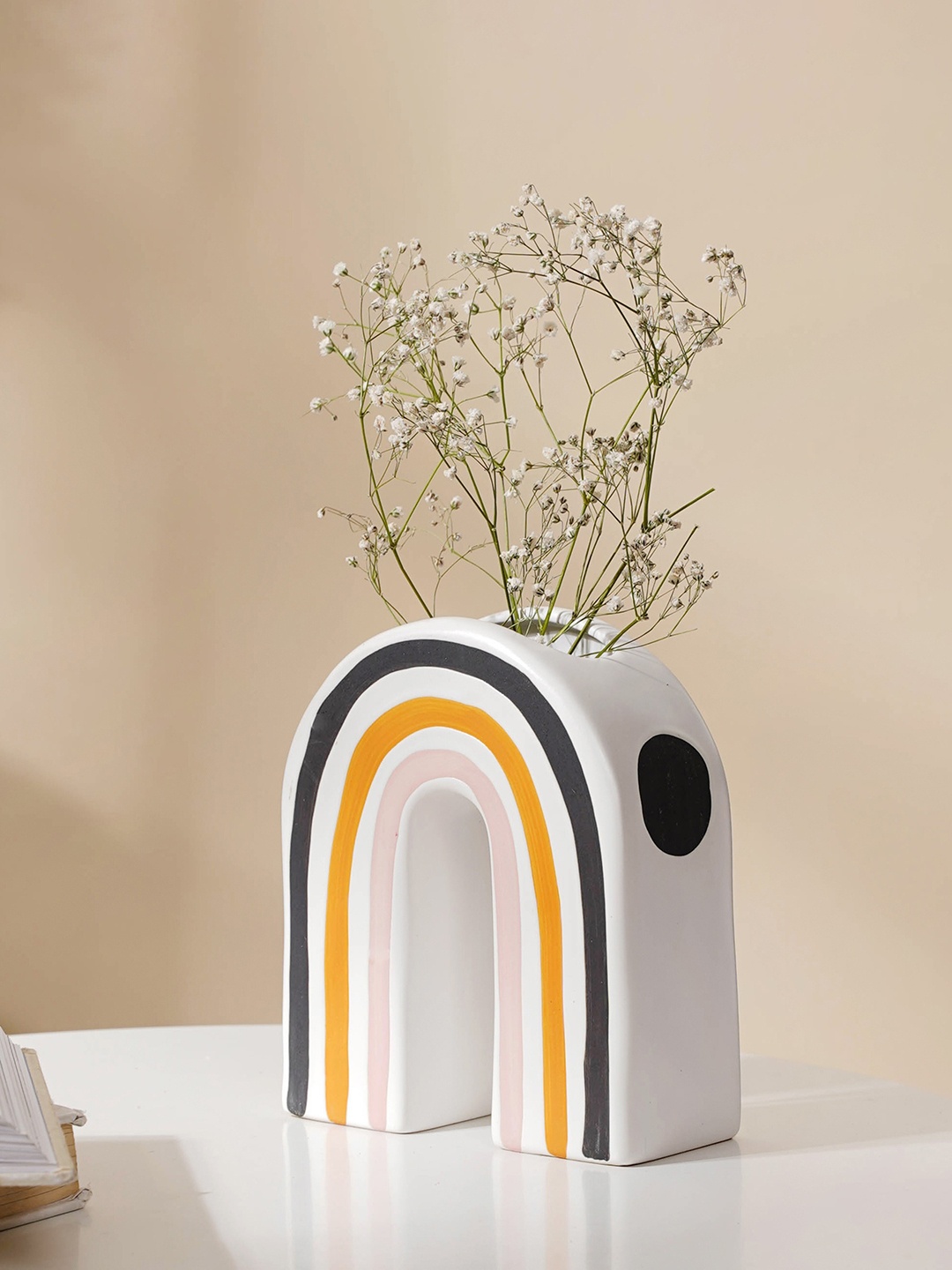 

Nestasia White & Yellow Ceramic Rainbow Flower Pot