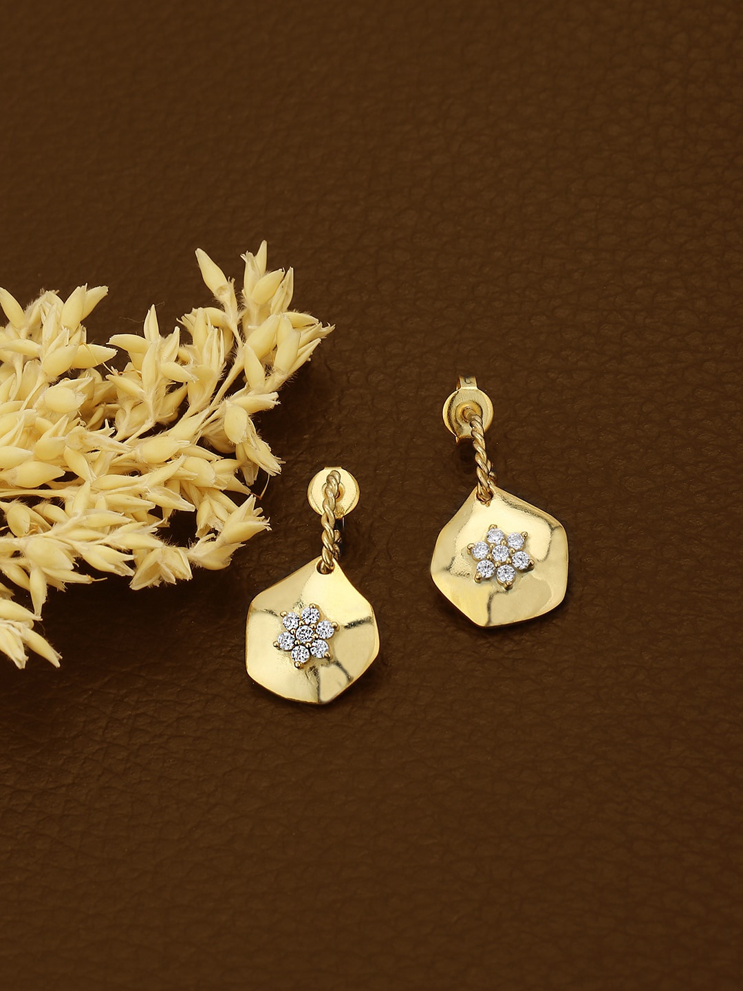 

Carlton London Women Gold Plated Geometric Drop Earrings, White