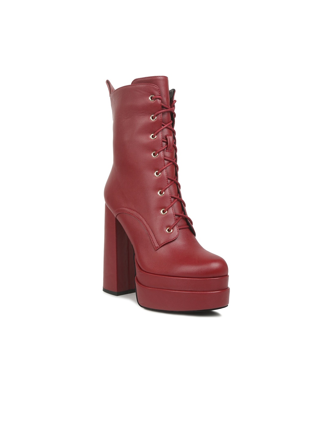 

London Rag Women Block Heeled Winter Boots, Burgundy