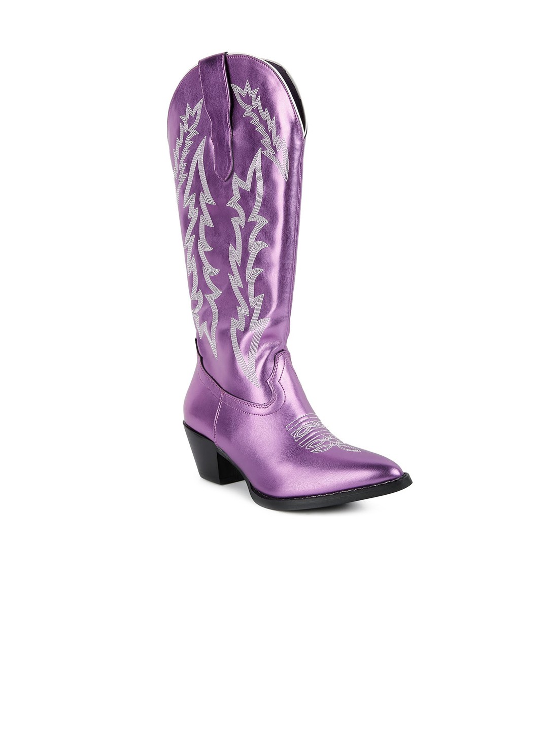 

London Rag Women Embroidered Cowboy Boots, Purple