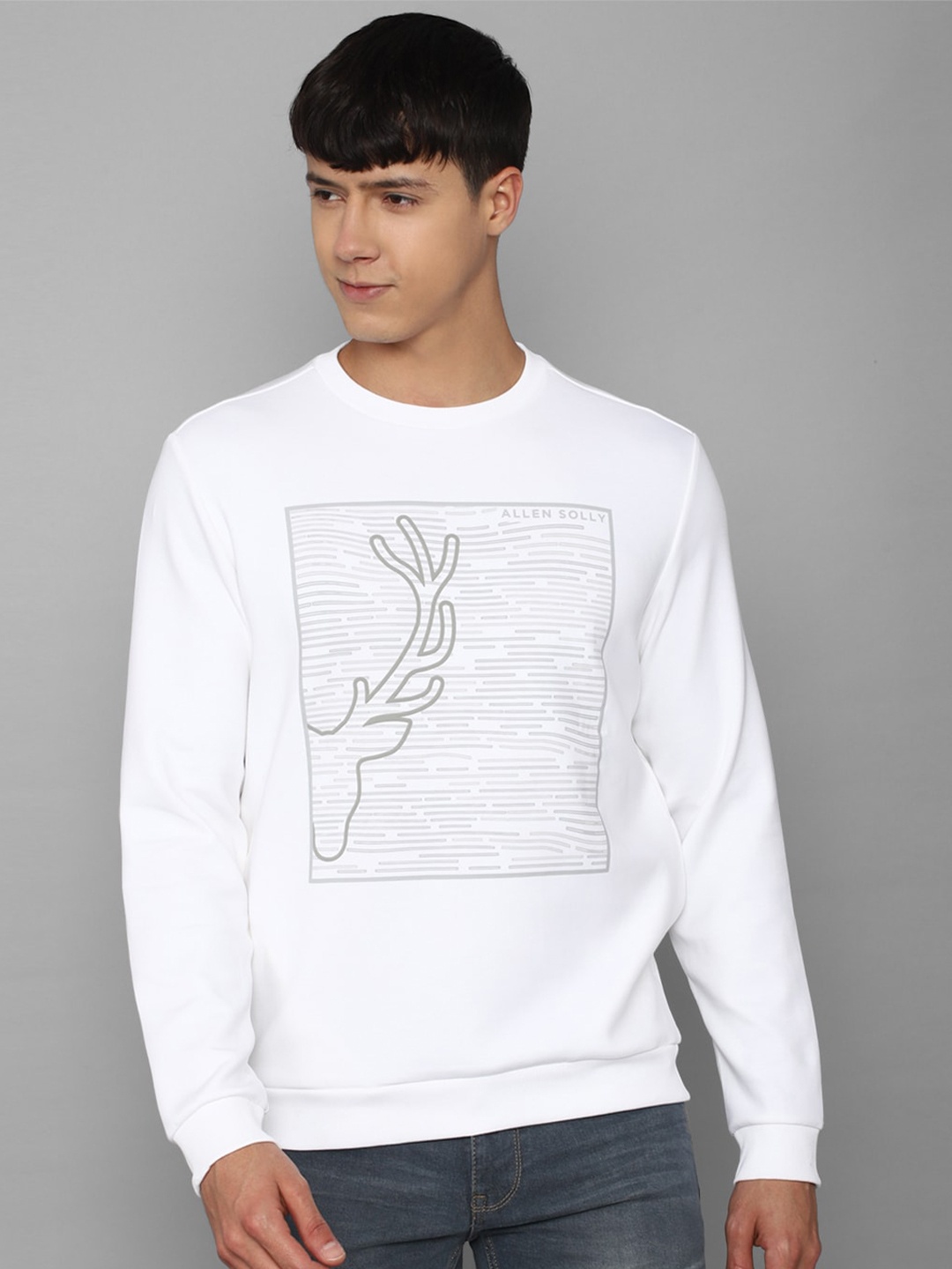 

Allen Solly Men Cotton Printed Sweatshirt, White