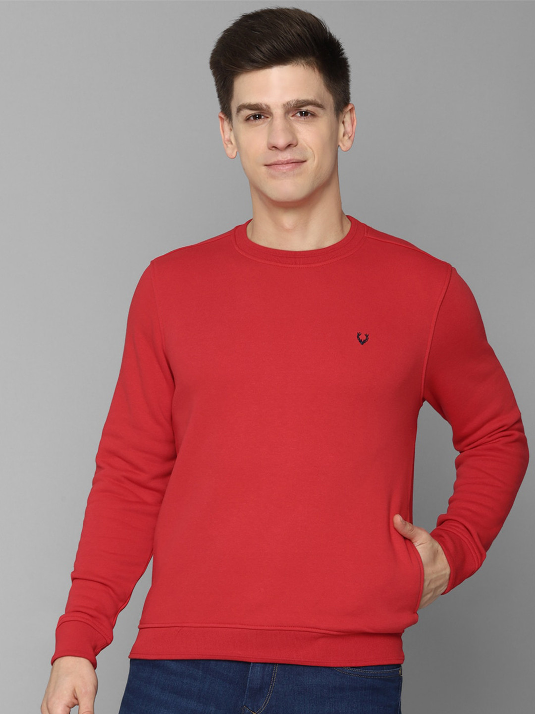 

Allen Solly Round Neck Cotton Sweatshirt, Red