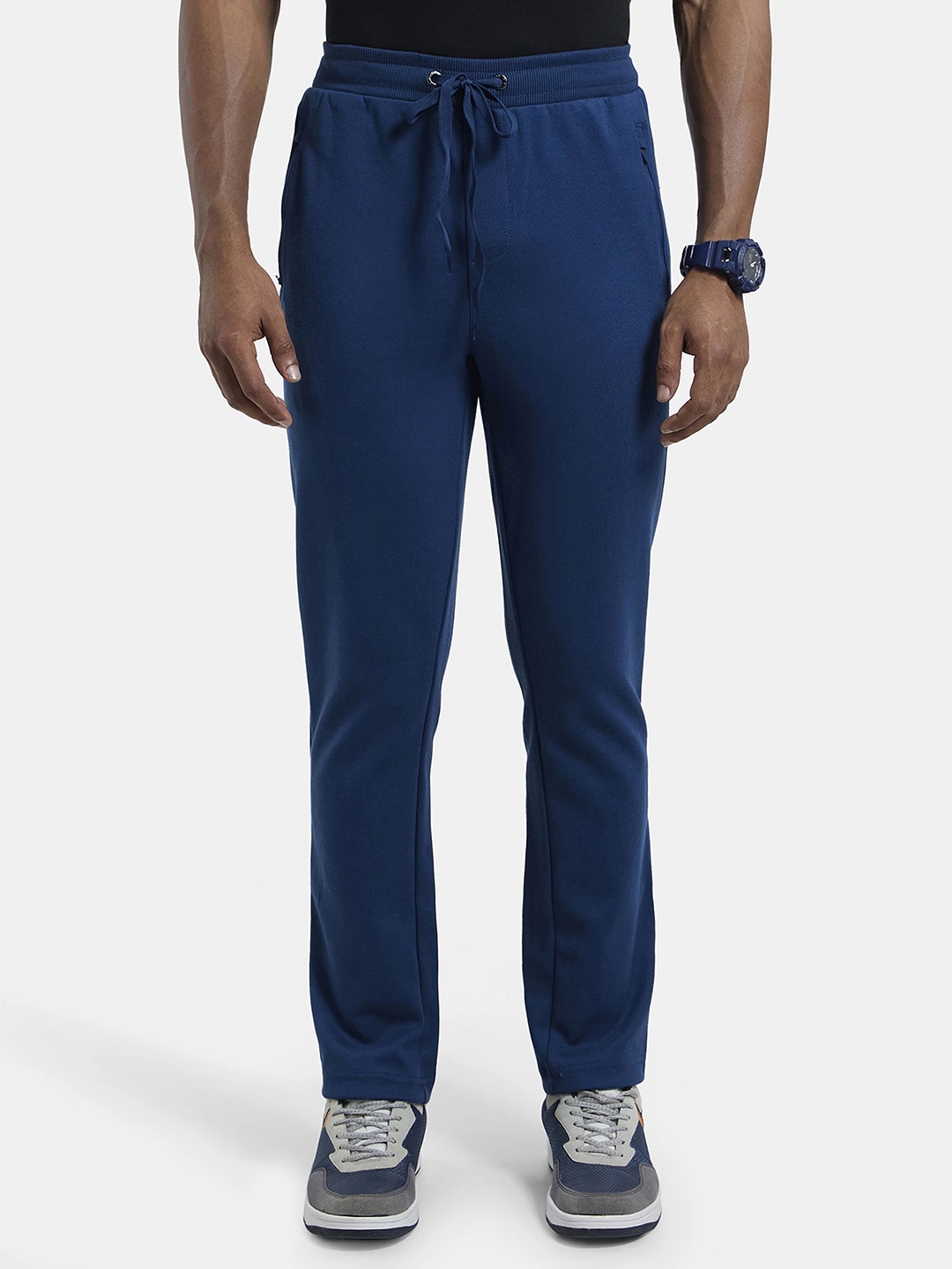 

Jockey Combed Cotton Rich Pique Slim Fit Trackpant with Side Zipper Pockets-AM44, Blue