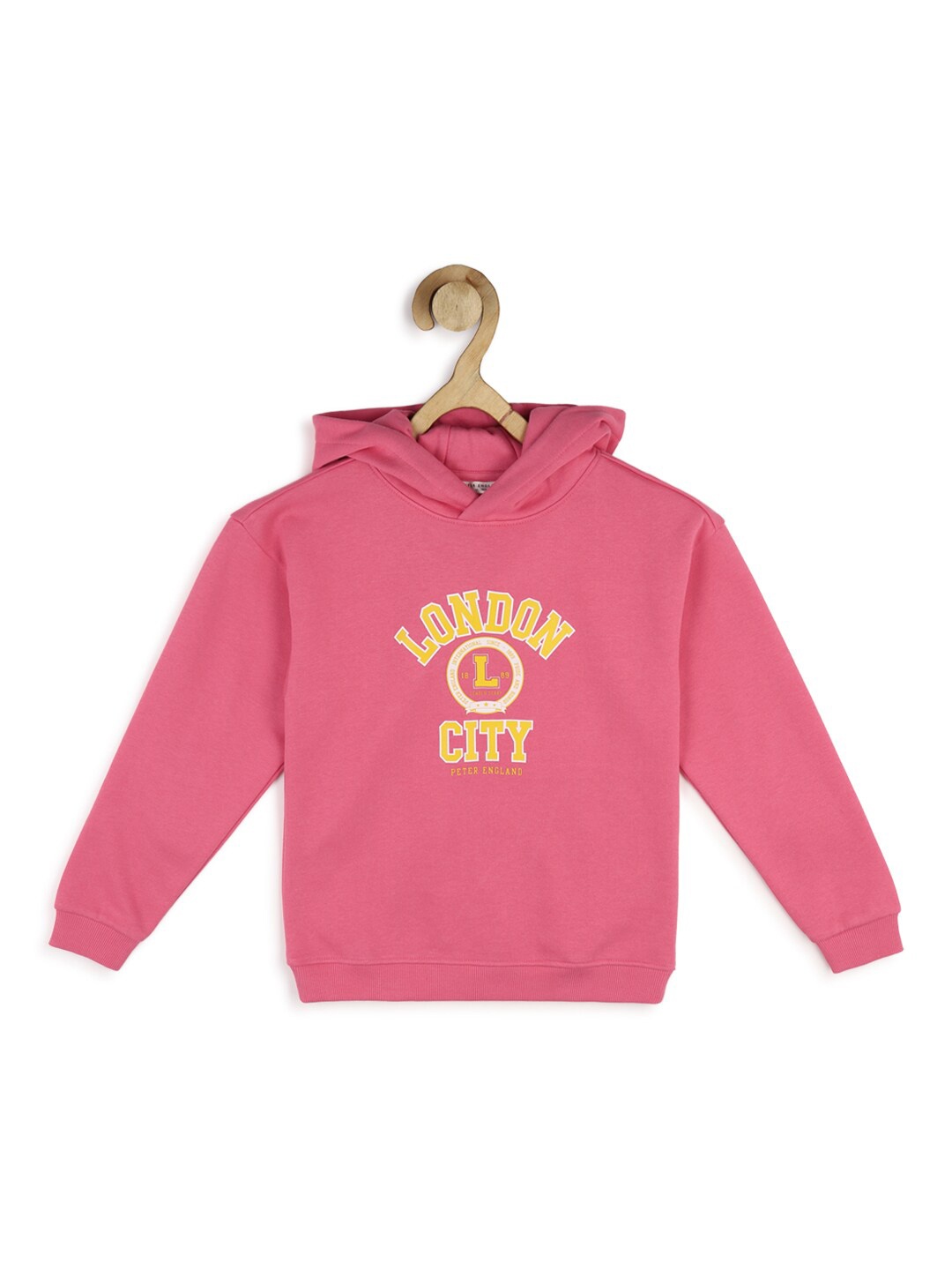 

Peter England Girls Printed Hooded Sweatshirt, Pink