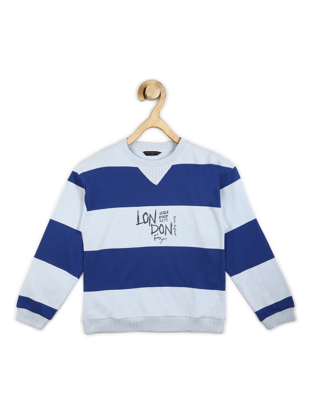 

Peter England Girls Striped Cotton Sweatshirt, Blue