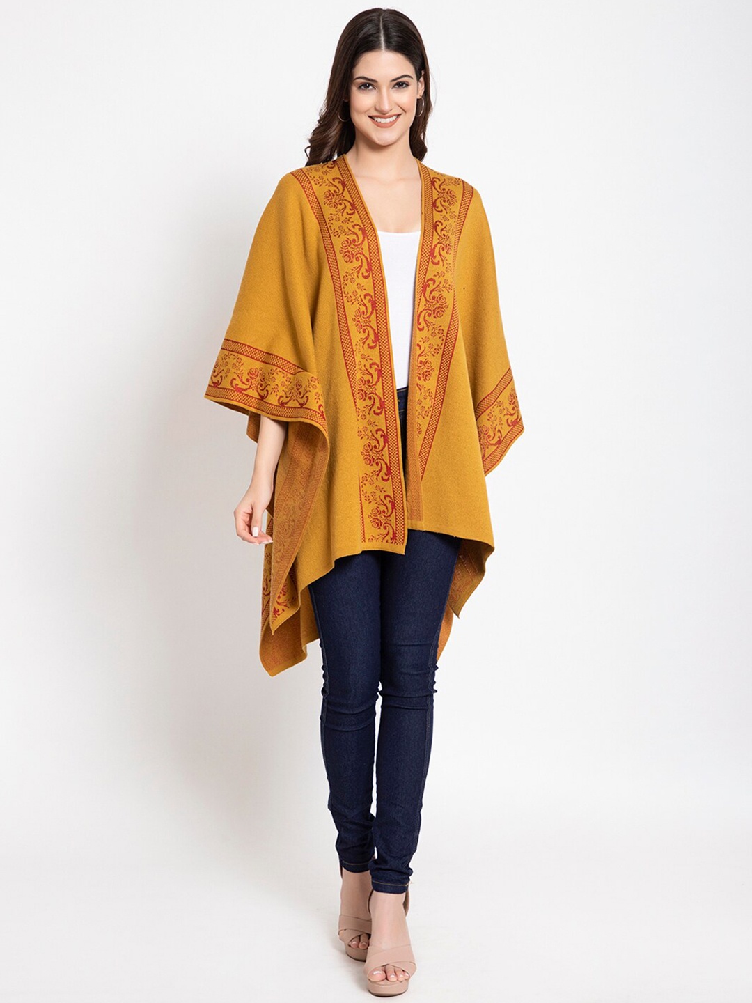 

KEIKO Women Printed Acrylic Shrug, Mustard