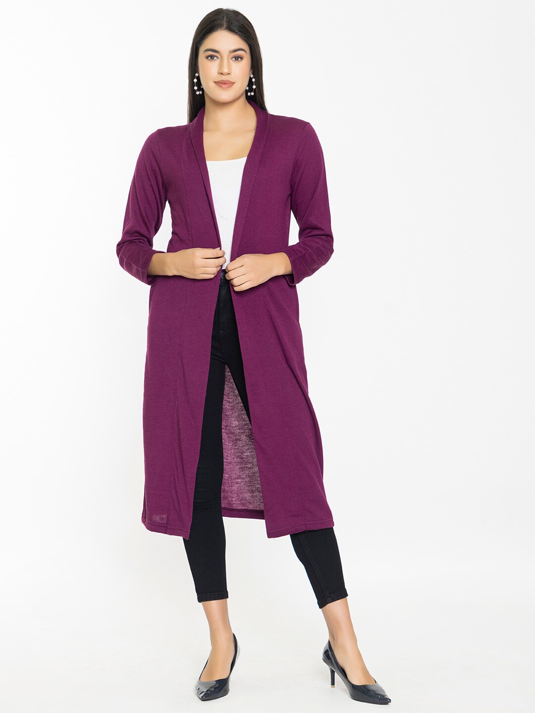 

KEIKO Women Acrylic Longline Shrug, Purple